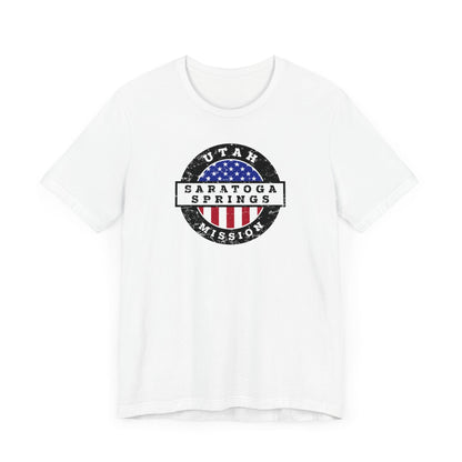 Utah Saratoga Springs Mission Vintage Circular USA Flag T-Shirt - Latter-Day Saint LDS Missionary Gift - Book of Mormon