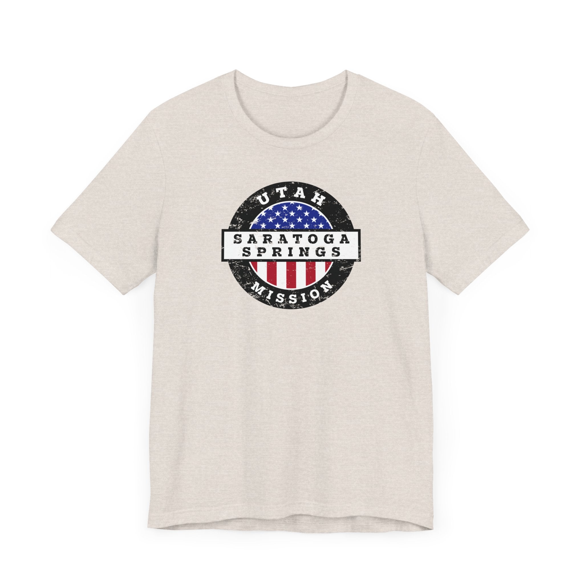 Utah Saratoga Springs Mission Vintage Circular USA Flag T-Shirt - Latter-Day Saint LDS Missionary Gift - Book of Mormon