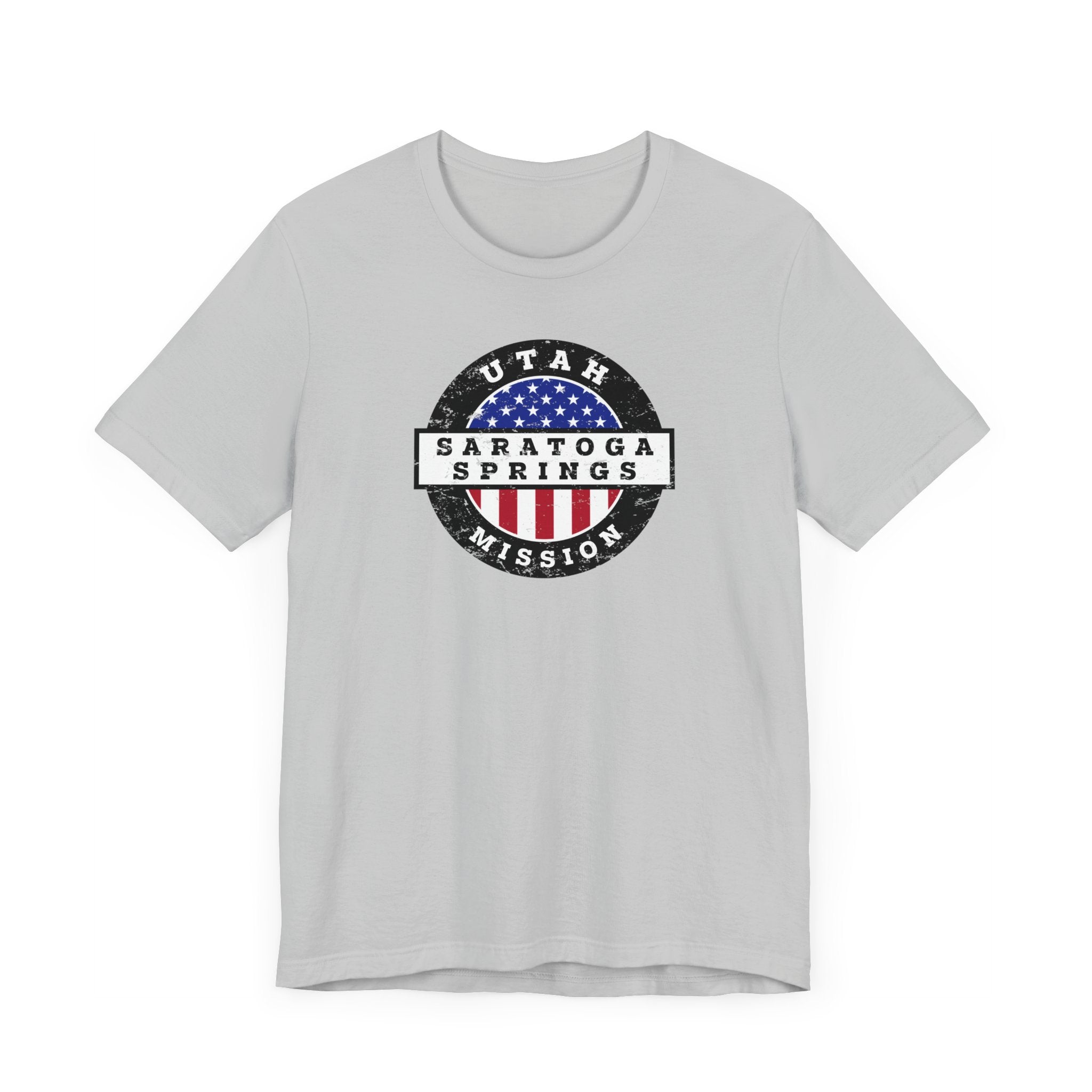 Utah Saratoga Springs Mission Vintage Circular USA Flag T-Shirt - Latter-Day Saint LDS Missionary Gift - Book of Mormon
