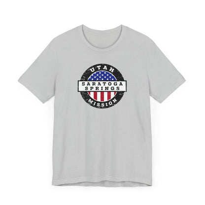 Utah Saratoga Springs Mission Vintage Circular USA Flag T-Shirt - Latter-Day Saint LDS Missionary Gift - Book of Mormon