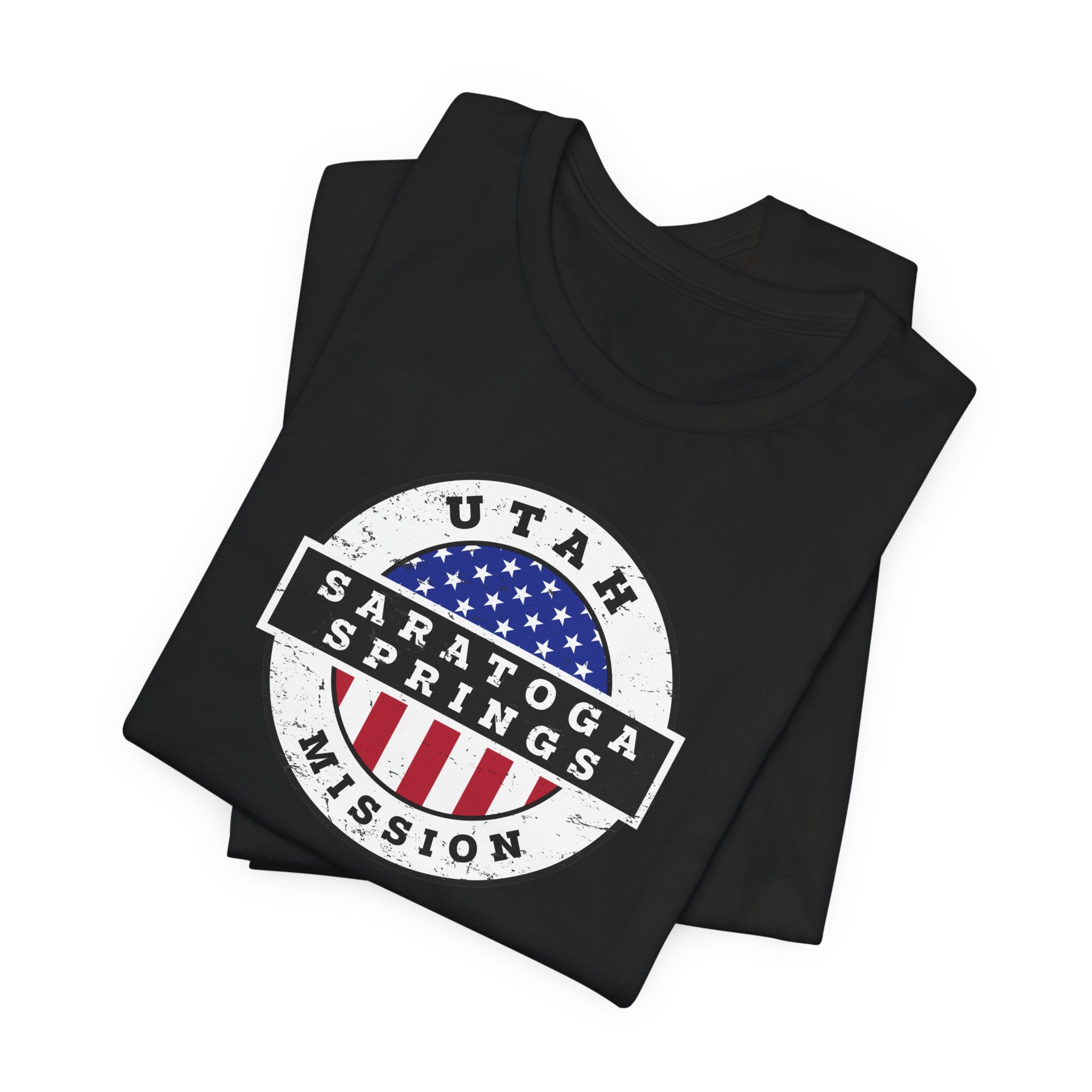 Utah Saratoga Springs Mission Vintage Circular USA Flag T-Shirt - Latter-Day Saint LDS Missionary Gift - Book of Mormon