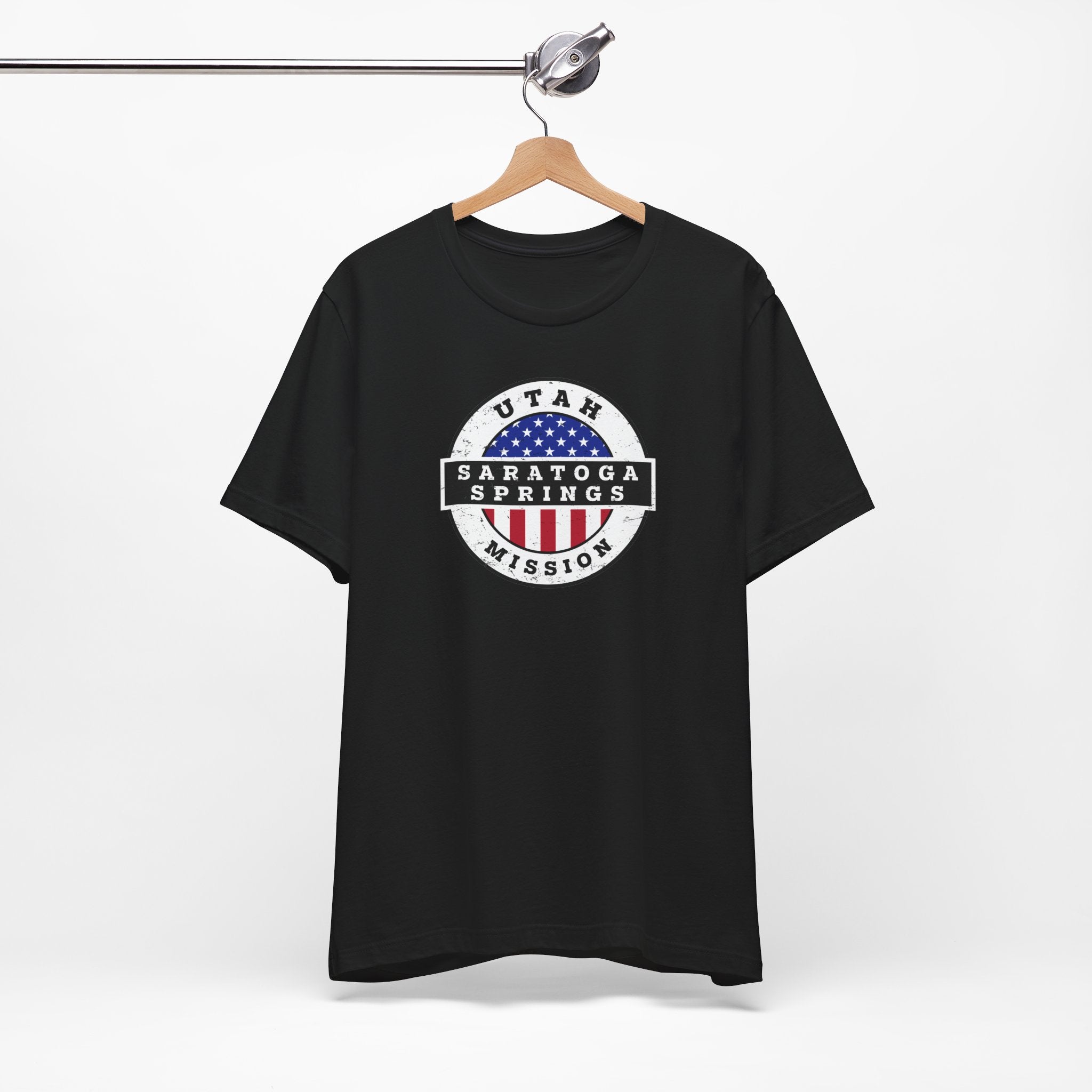 Utah Saratoga Springs Mission Vintage Circular USA Flag T-Shirt - Latter-Day Saint LDS Missionary Gift - Book of Mormon