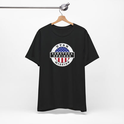 Utah Saratoga Springs Mission Vintage Circular USA Flag T-Shirt - Latter-Day Saint LDS Missionary Gift - Book of Mormon