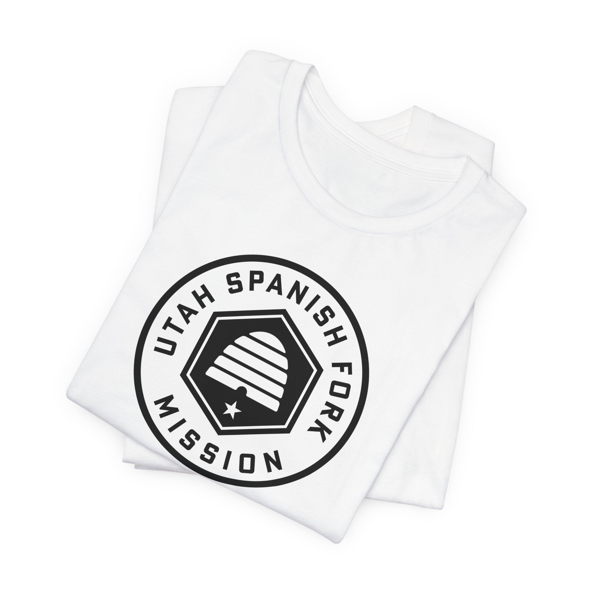 Utah Spanish Fork Mission Circular Monochrome Logo T-Shirt - Latter-Day Saint LDS Missionary Gift - Book of Mormon