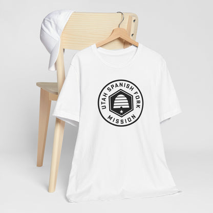 Utah Spanish Fork Mission Circular Monochrome Logo T-Shirt - Latter-Day Saint LDS Missionary Gift - Book of Mormon