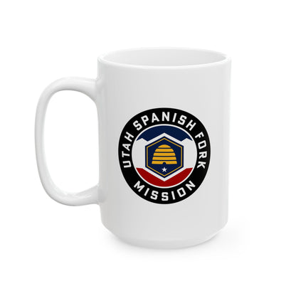 Utah Spanish Fork Mission State Flag Logo Ceramic Mug White Name - Latter-Day Saint LDS Missionary Gift - Book of Mormon