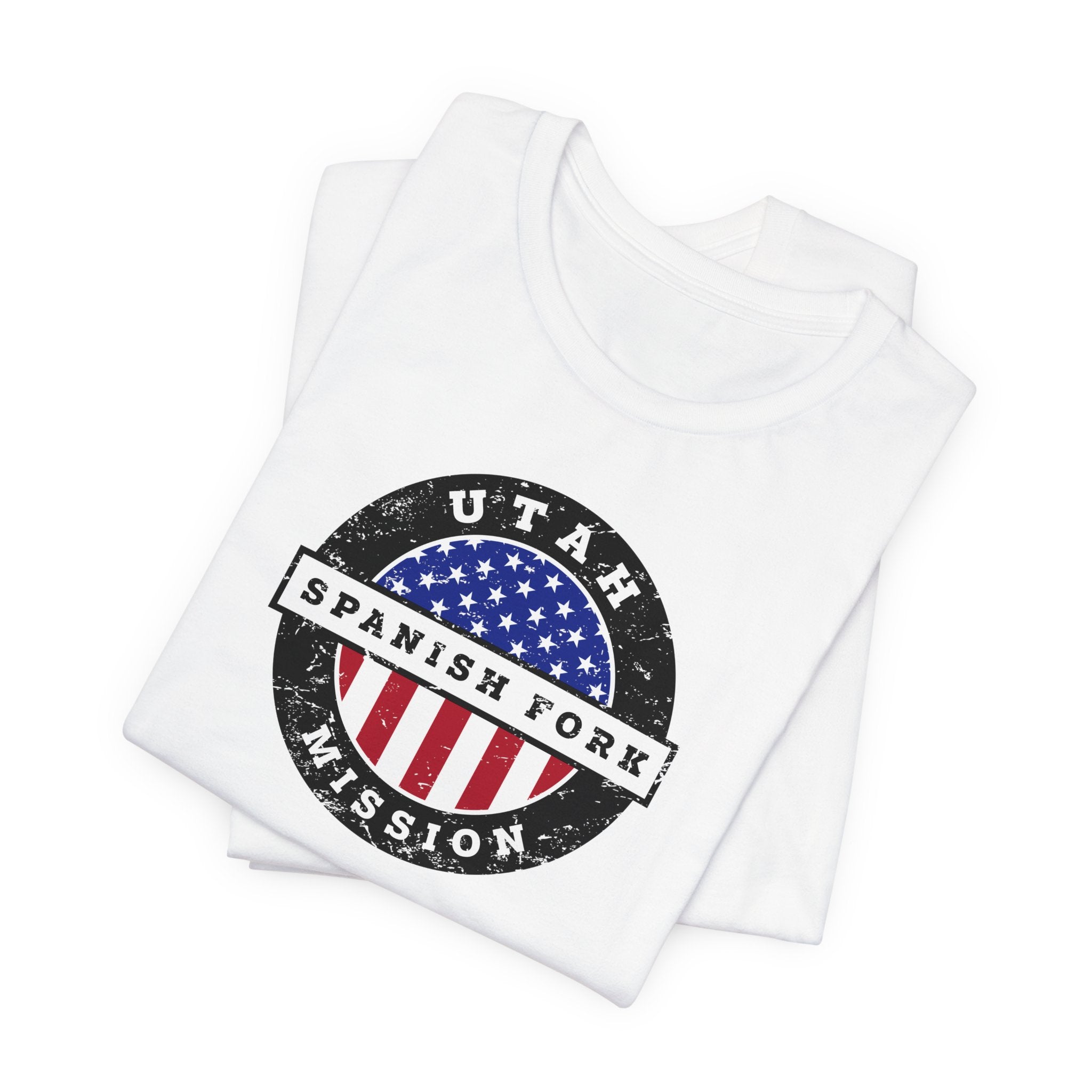 Utah Spanish Fork Mission Vintage Circular USA Flag T-Shirt - Latter-Day Saint LDS Missionary Gift - Book of Mormon