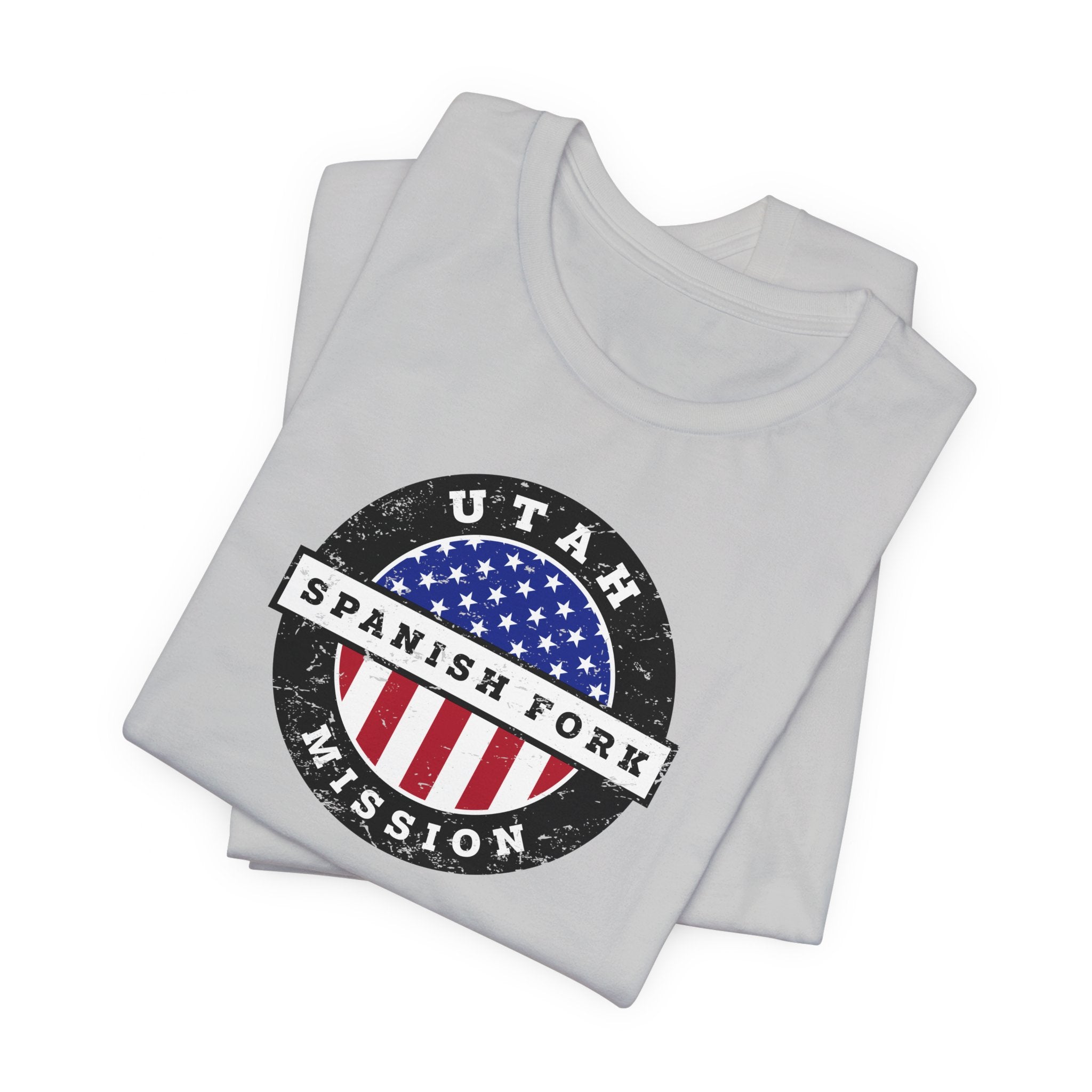 Utah Spanish Fork Mission Vintage Circular USA Flag T-Shirt - Latter-Day Saint LDS Missionary Gift - Book of Mormon