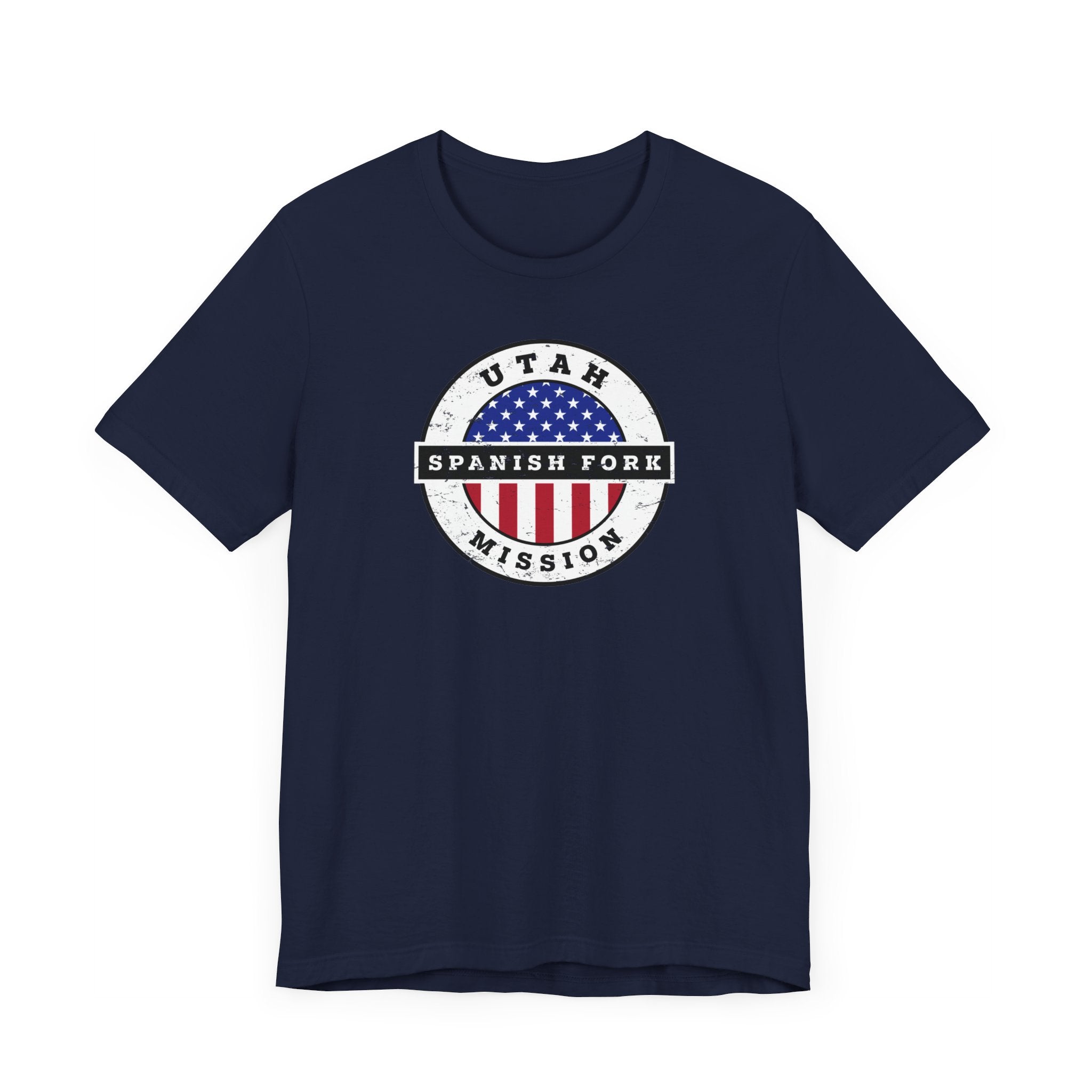 Utah Spanish Fork Mission Vintage Circular USA Flag T-Shirt - Latter-Day Saint LDS Missionary Gift - Book of Mormon