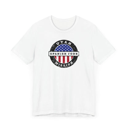 Utah Spanish Fork Mission Vintage Circular USA Flag T-Shirt - Latter-Day Saint LDS Missionary Gift - Book of Mormon