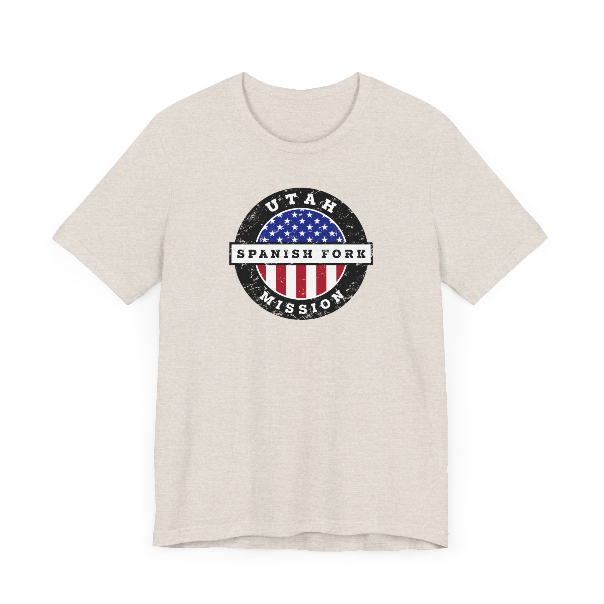 Utah Spanish Fork Mission Vintage Circular USA Flag T-Shirt - Latter-Day Saint LDS Missionary Gift - Book of Mormon