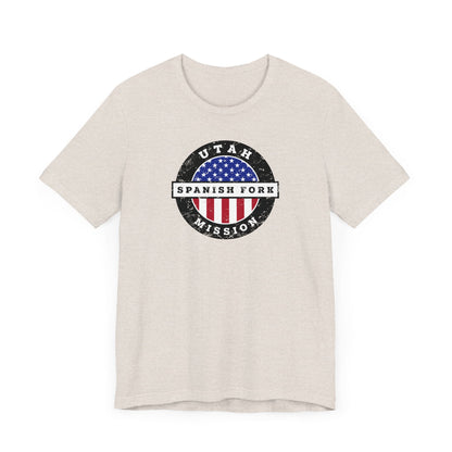 Utah Spanish Fork Mission Vintage Circular USA Flag T-Shirt - Latter-Day Saint LDS Missionary Gift - Book of Mormon