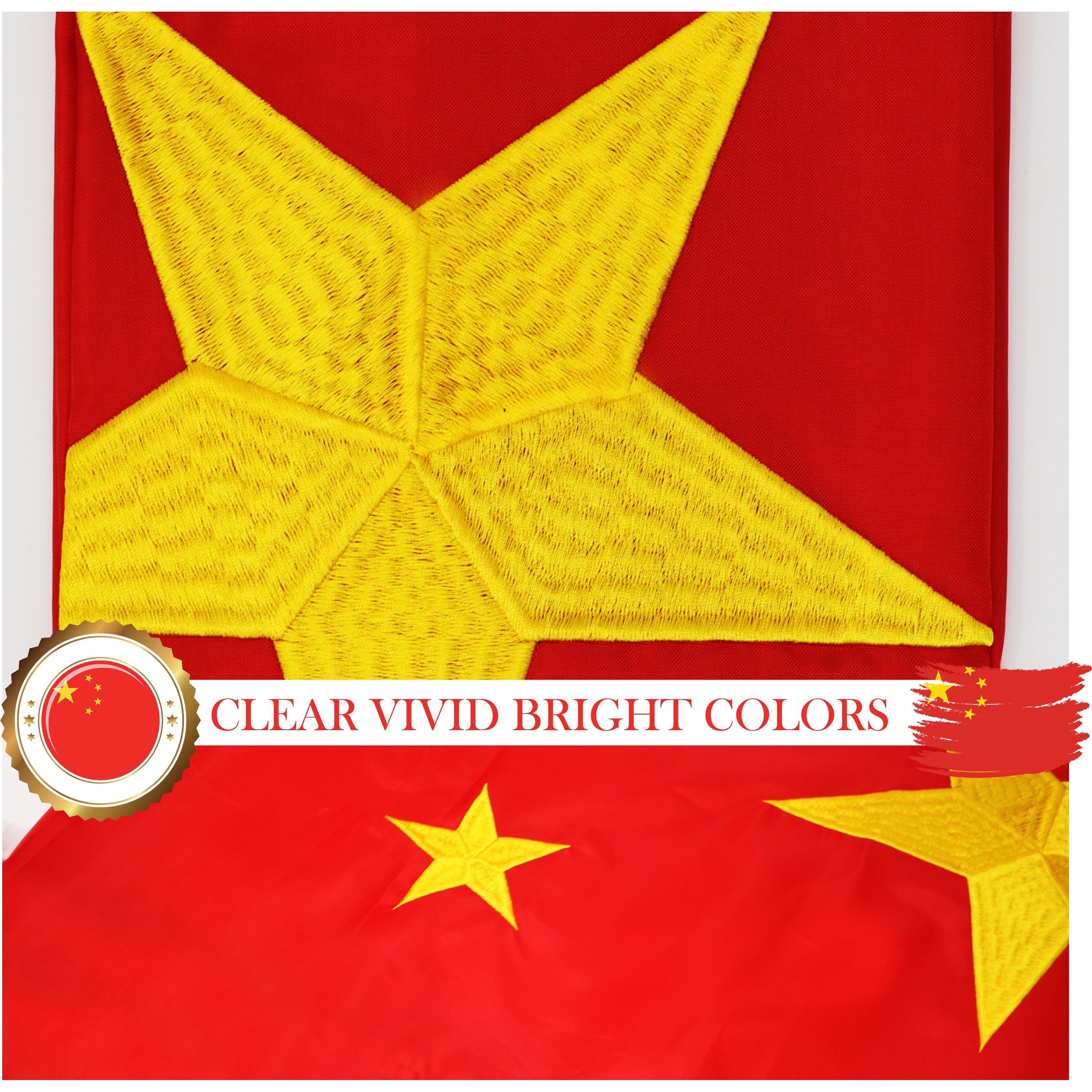 China (Chinese) Flag 300D Embroidered Polyester 3x5 Ft