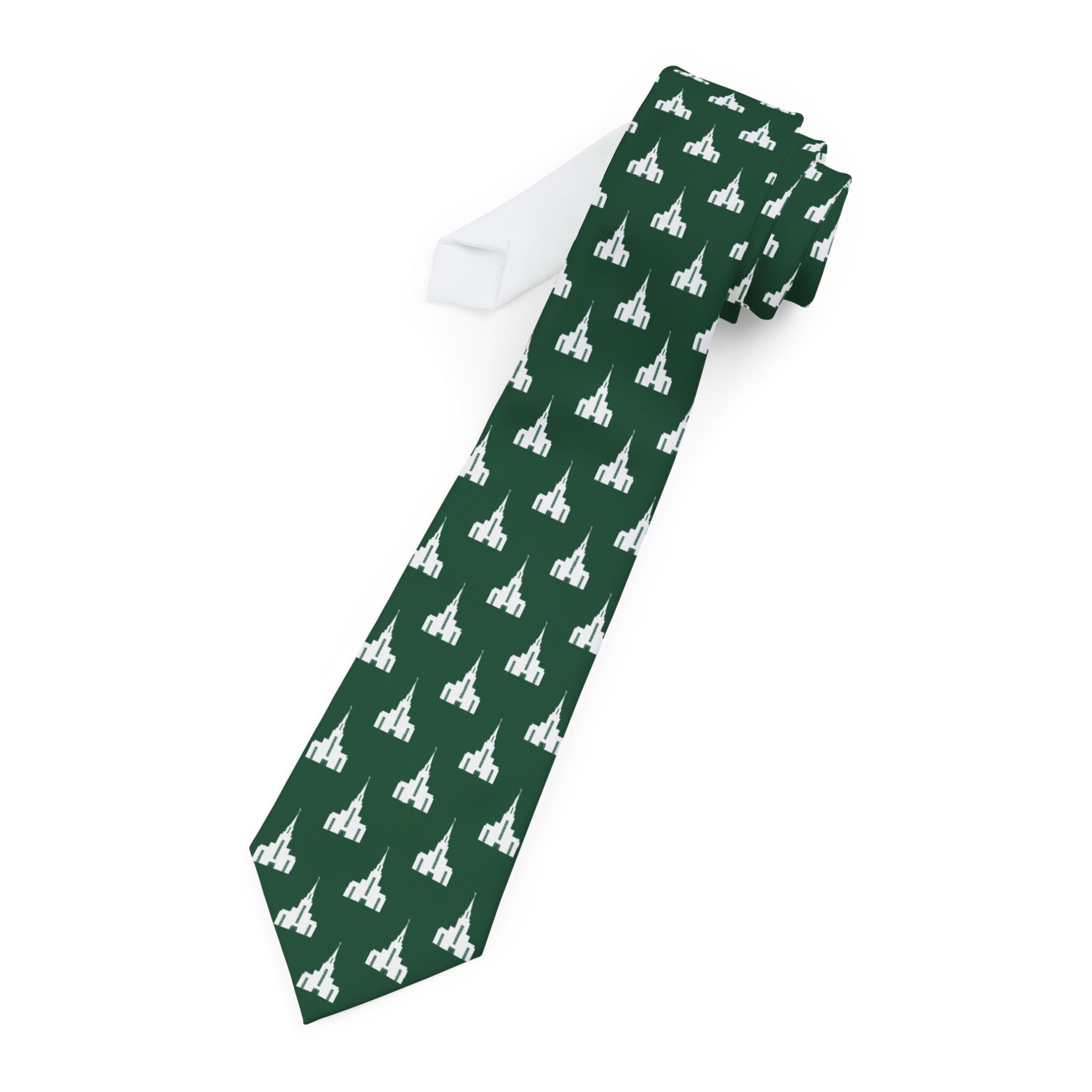 Vancouver British Columbia Temple Patterned Neck Tie for Elders (Green) - Mission Wishlist - LDS Missionary Gift Store