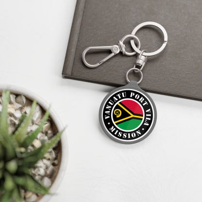 Vanuatu Port Vila Mission Circle Flag Key Tag - Latter-Day Saint LDS Missionary Gift - Book of Mormon