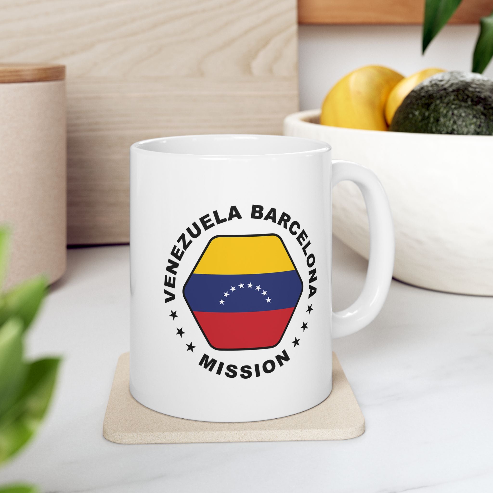 Venezuela Barcelona Mission Circular Flag White Ceramic Mug - Latter-Day Saint LDS Missionary Gift - Book of Mormon