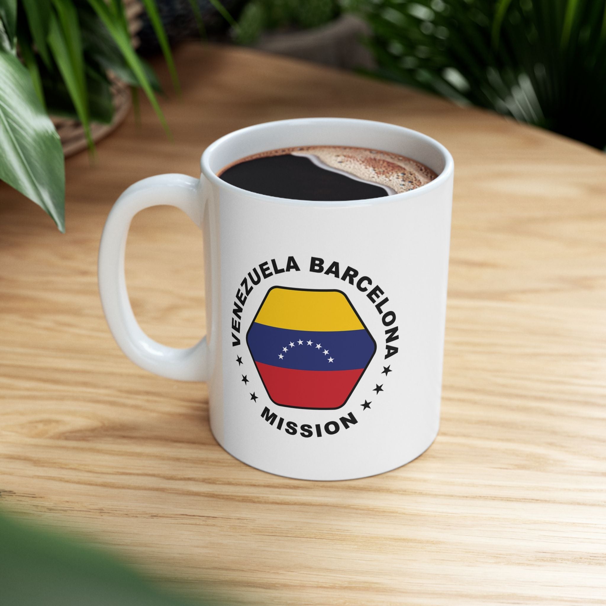 Venezuela Barcelona Mission Circular Flag White Ceramic Mug - Latter-Day Saint LDS Missionary Gift - Book of Mormon