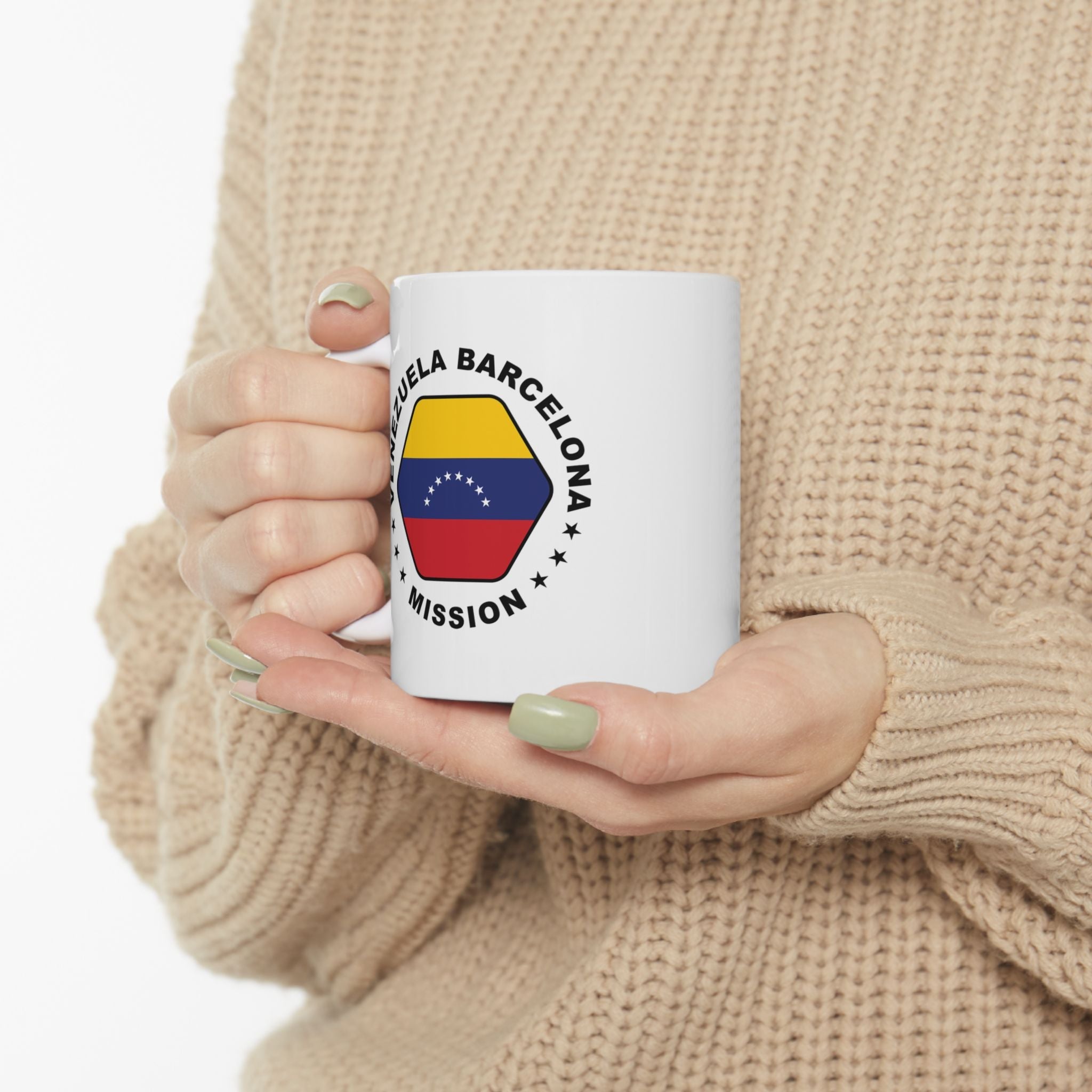 Venezuela Barcelona Mission Circular Flag White Ceramic Mug - Latter-Day Saint LDS Missionary Gift - Book of Mormon