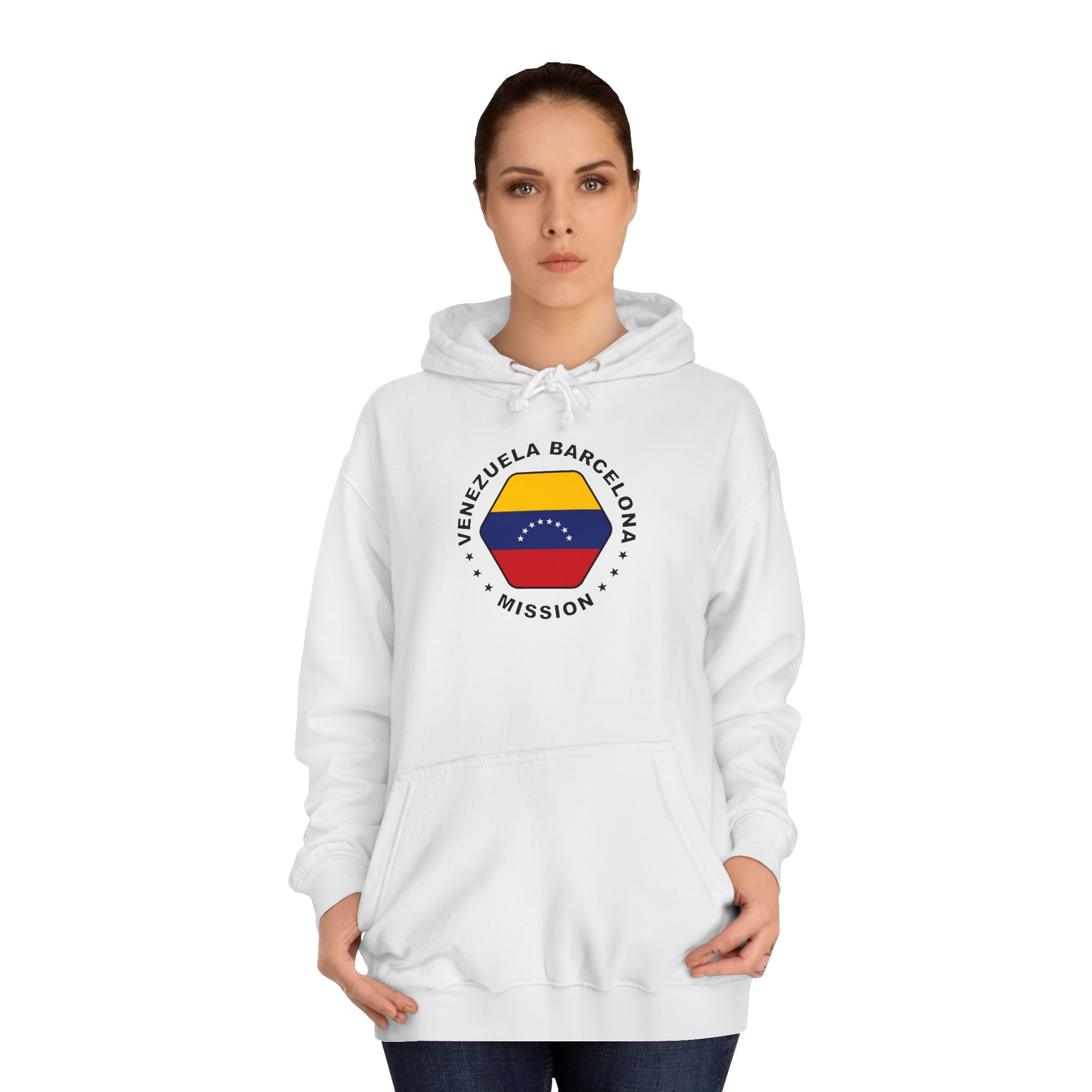 Venezuela Barcelona Mission Flag Logo (Black Border) College Hoodie - Latter-Day Saint LDS Missionary Gift - Book of Mormon