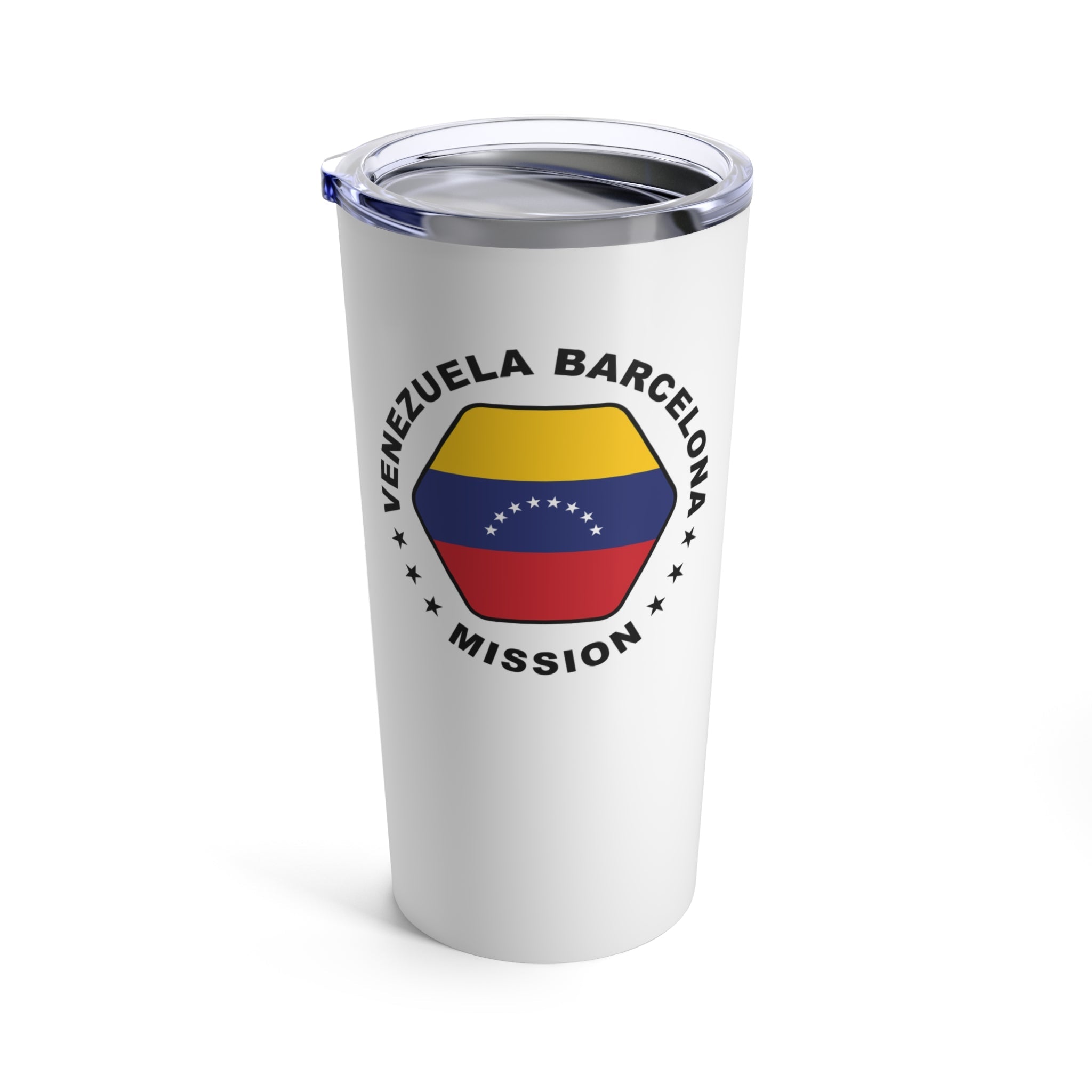 Venezuela Barcelona Mission Flag Logo Tumbler 20oz White - Latter-Day Saint LDS Missionary Gift - Book of Mormon