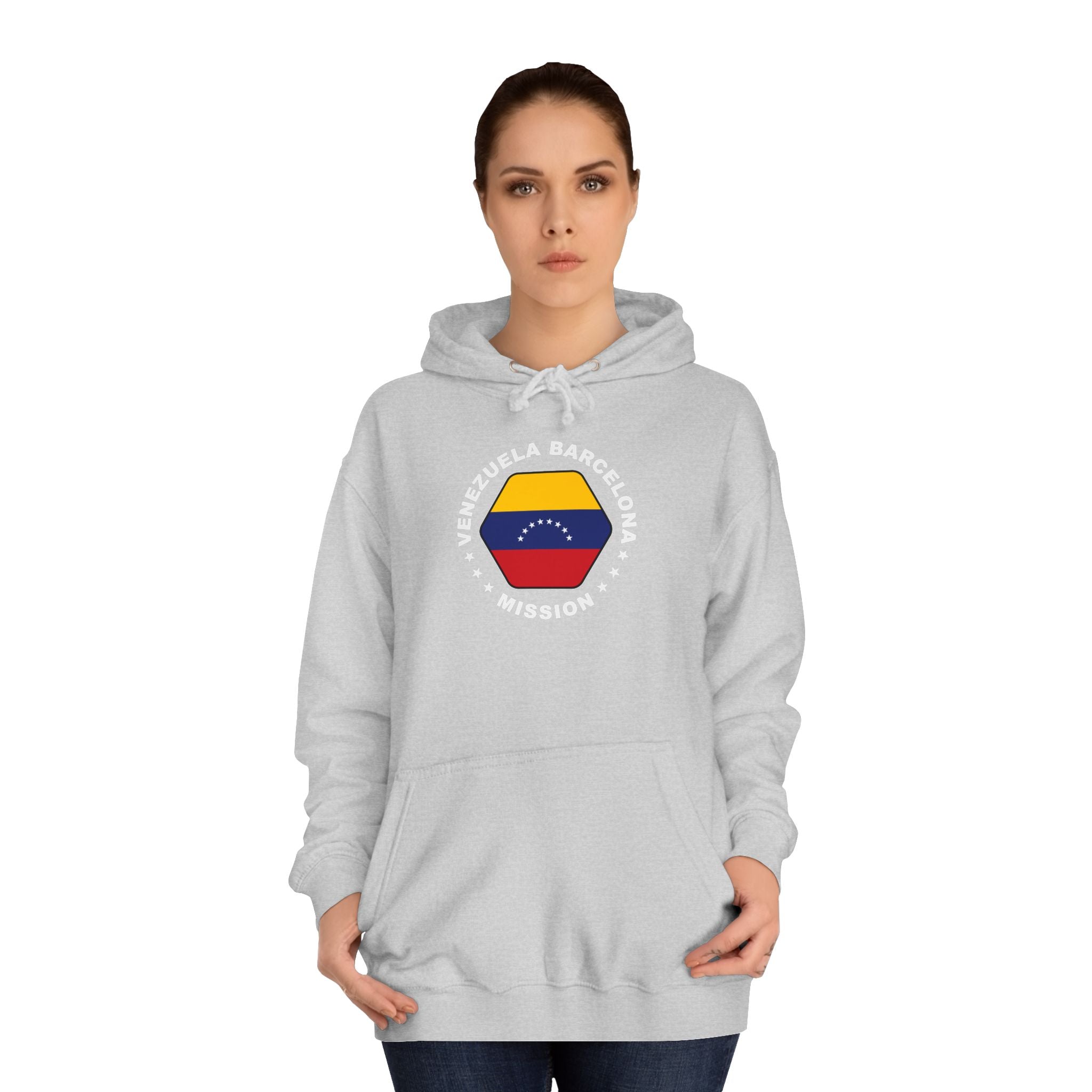 Venezuela Barcelona Mission Flag Logo (White Border) College Hoodie - Latter-Day Saint LDS Missionary Gift - Book of Mormon