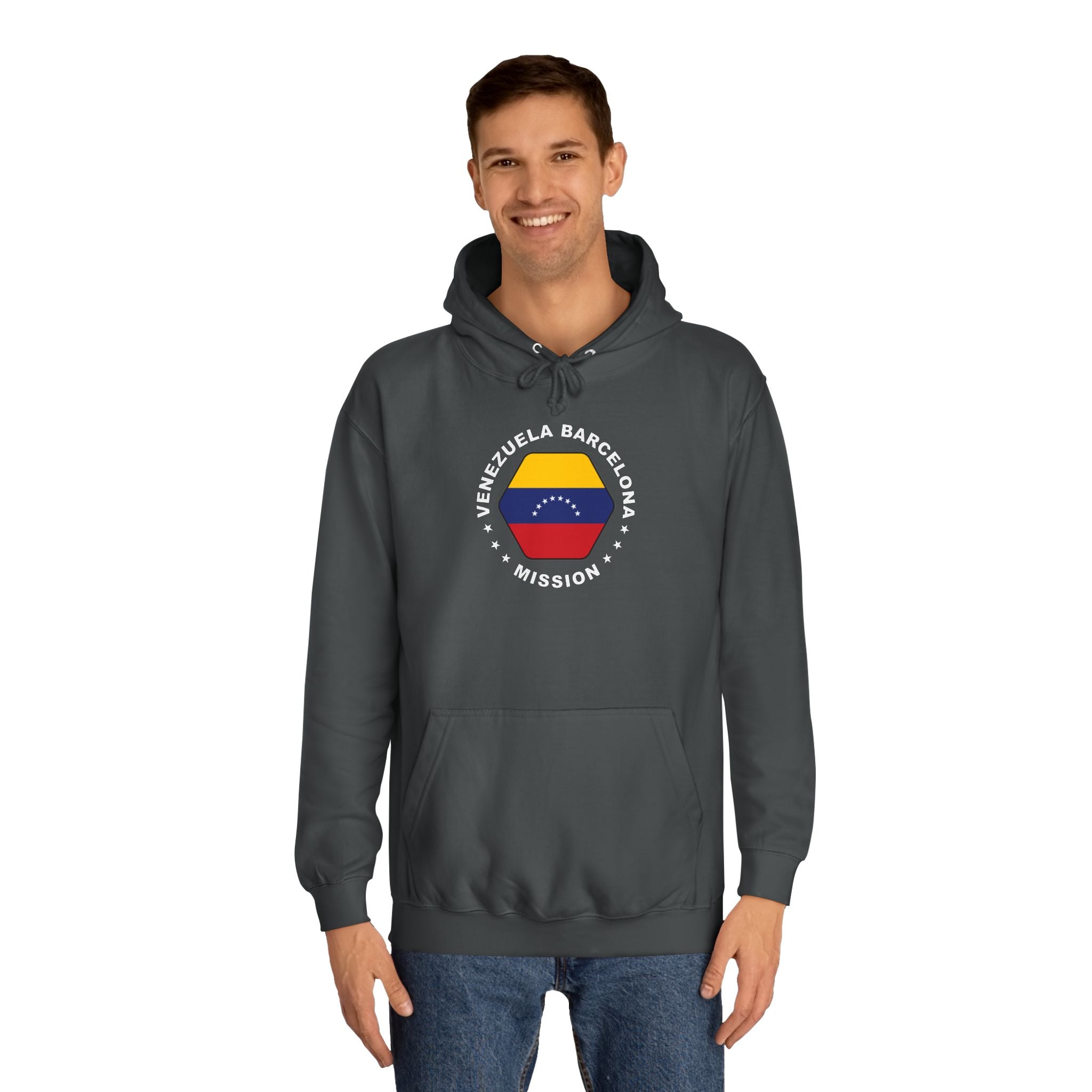 Venezuela Barcelona Mission Flag Logo (White Border) College Hoodie - Latter-Day Saint LDS Missionary Gift - Book of Mormon