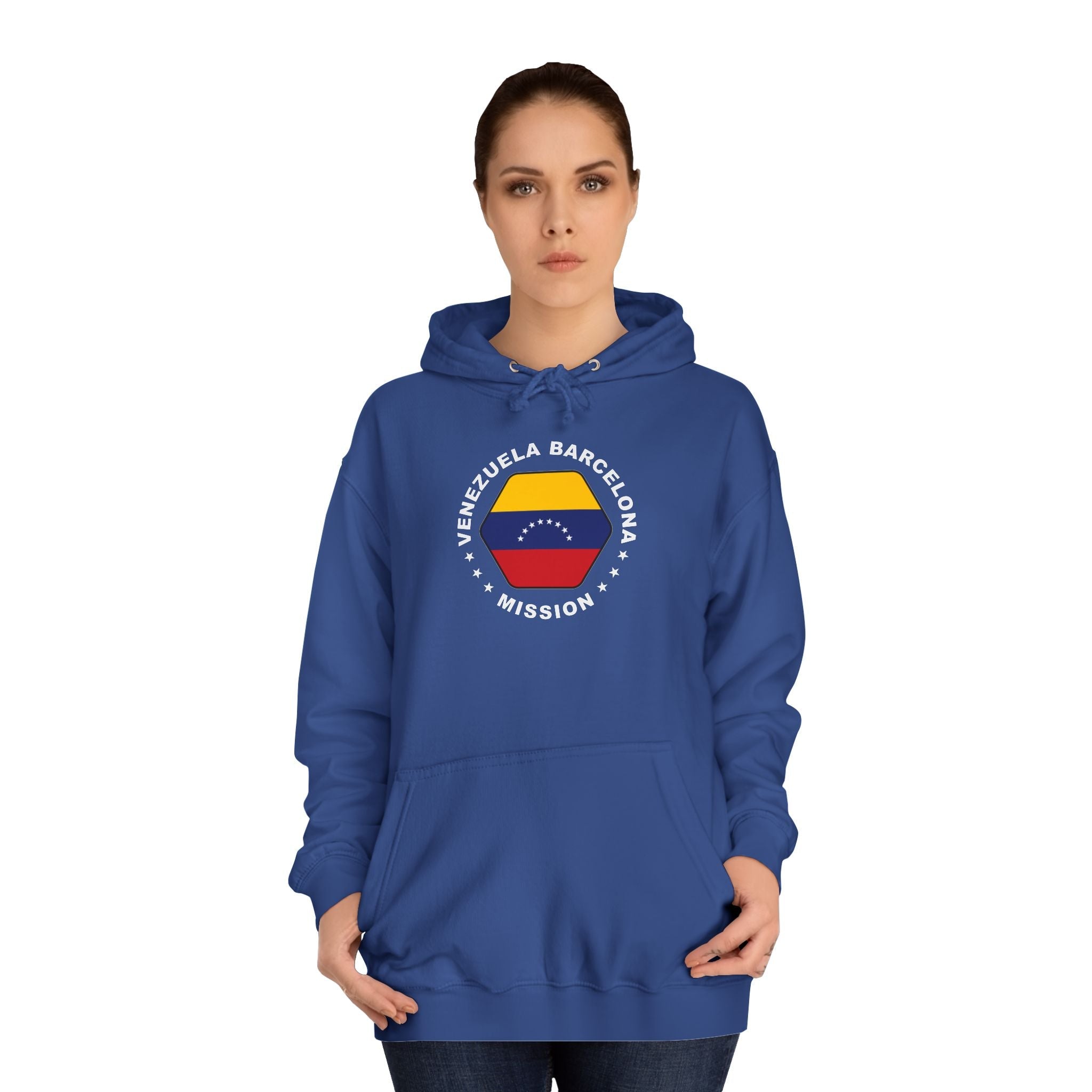 Venezuela Barcelona Mission Flag Logo (White Border) College Hoodie - Latter-Day Saint LDS Missionary Gift - Book of Mormon