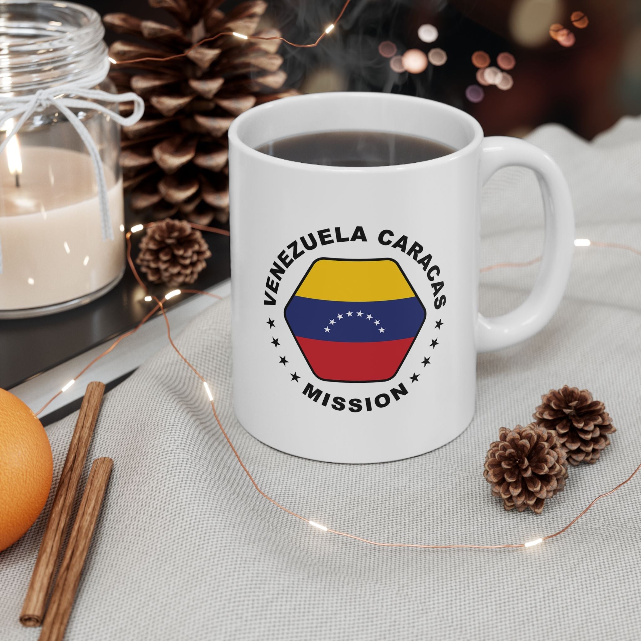 Venezuela Caracas Mission Circular Flag White Ceramic Mug - Latter-Day Saint LDS Missionary Gift - Book of Mormon