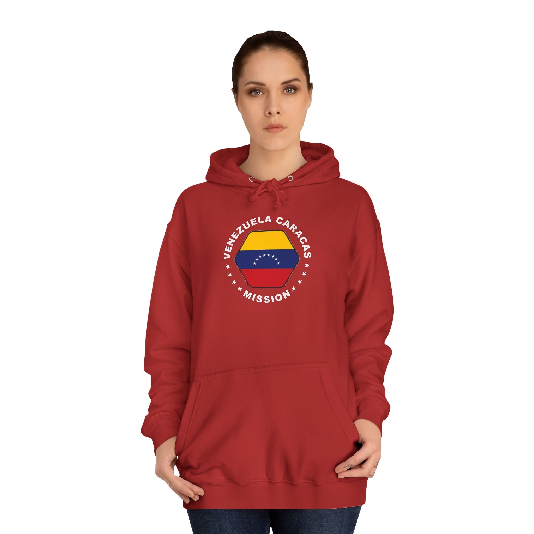 Venezuela Caracas Mission Flag Logo (White Border) College Hoodie - Latter-Day Saint LDS Missionary Gift - Book of Mormon