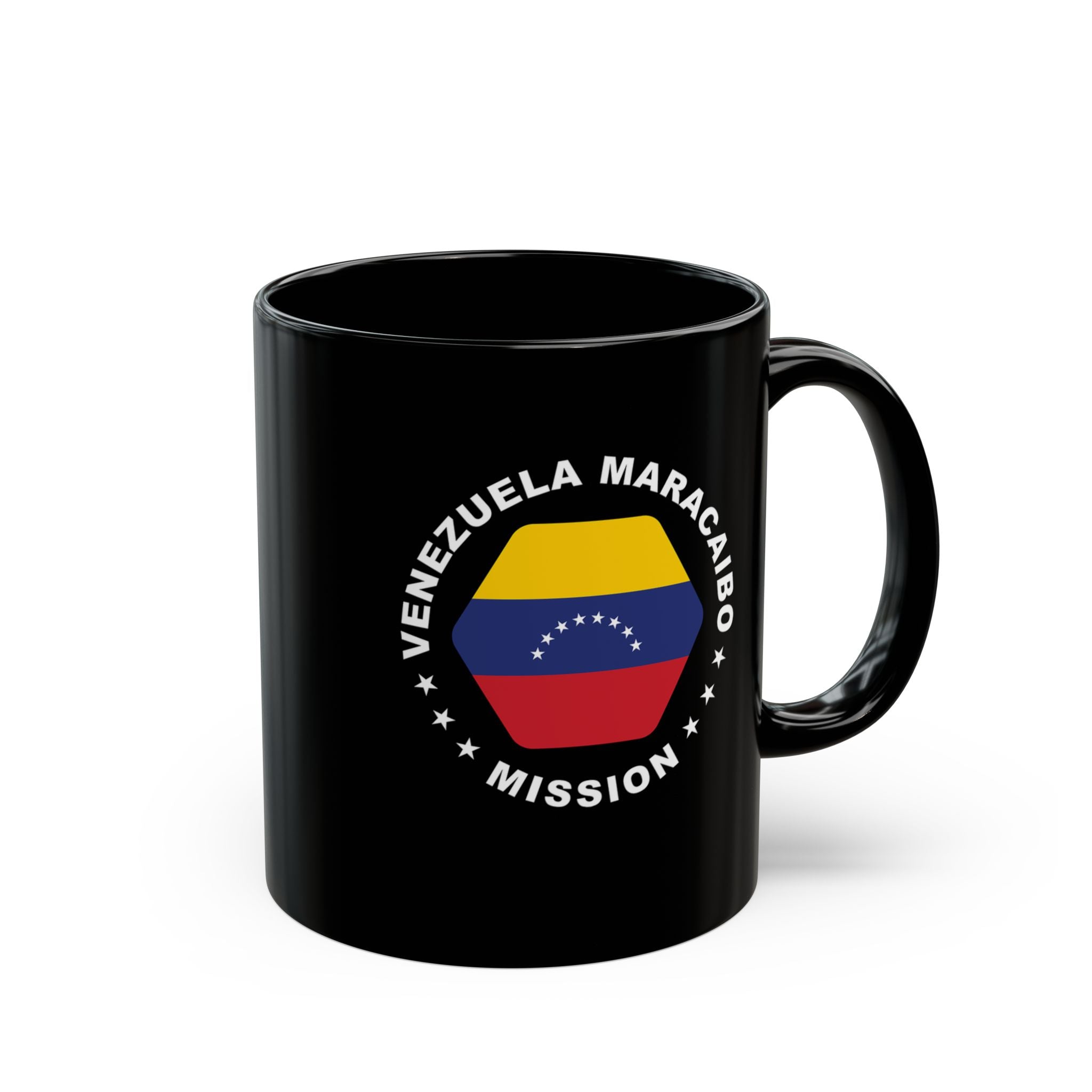 Venezuela Maracaibo Mission Circular Flag Black Ceramic Mug - Latter-Day Saint LDS Missionary Gift - Book of Mormon