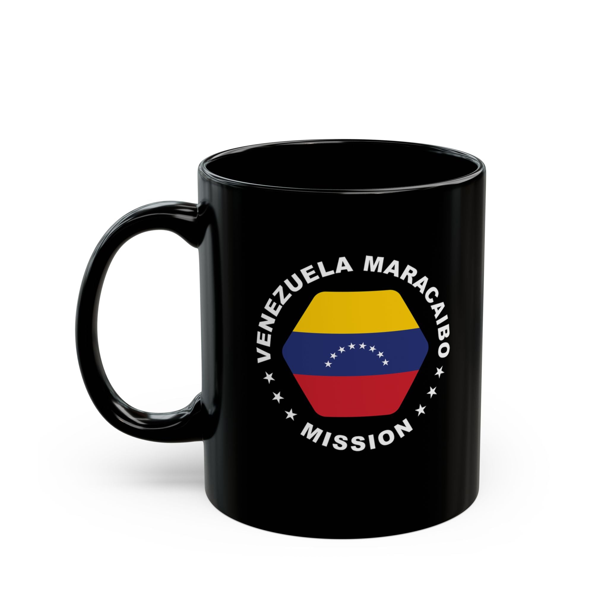 Venezuela Maracaibo Mission Circular Flag Black Ceramic Mug - Latter-Day Saint LDS Missionary Gift - Book of Mormon