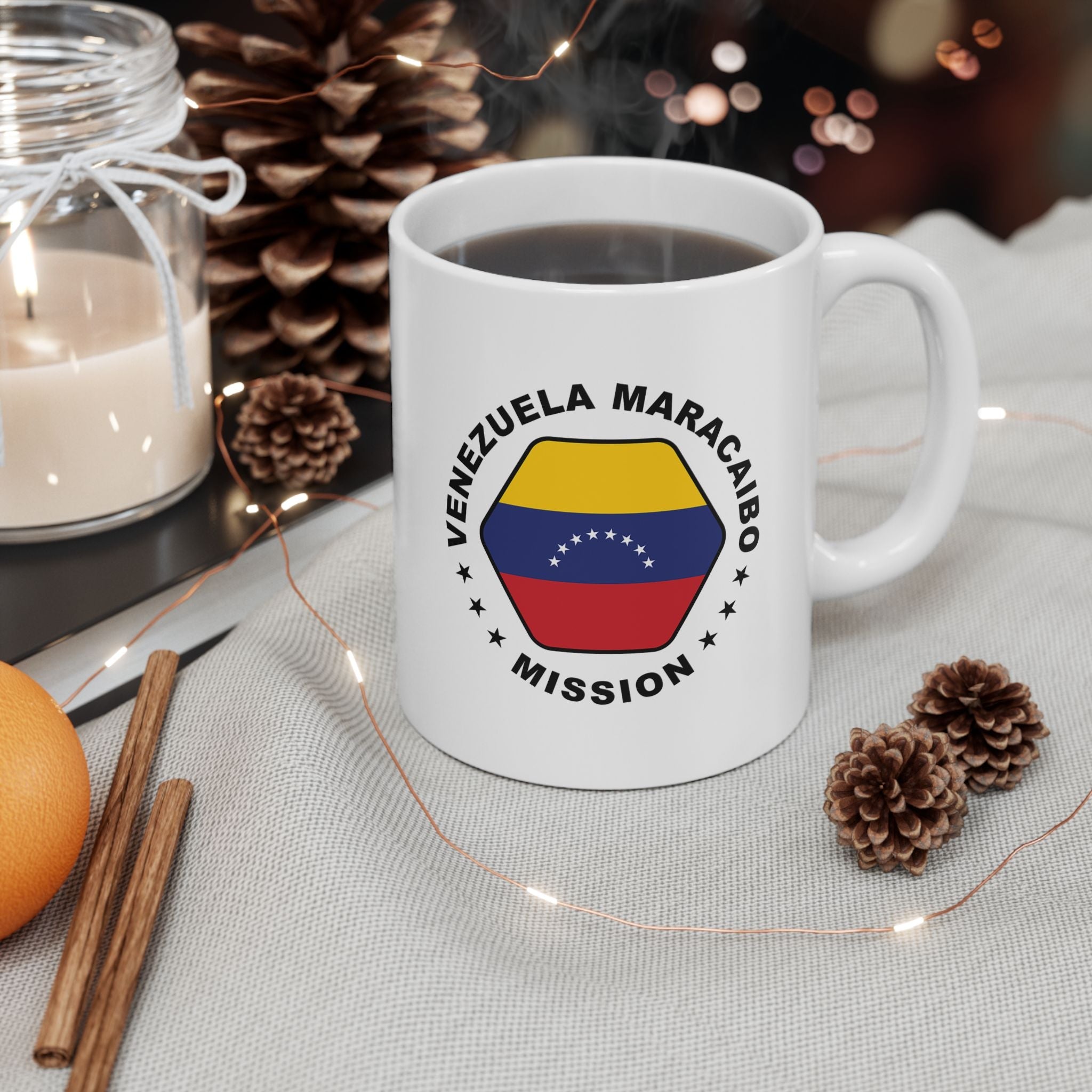 Venezuela Maracaibo Mission Circular Flag White Ceramic Mug - Latter-Day Saint LDS Missionary Gift - Book of Mormon