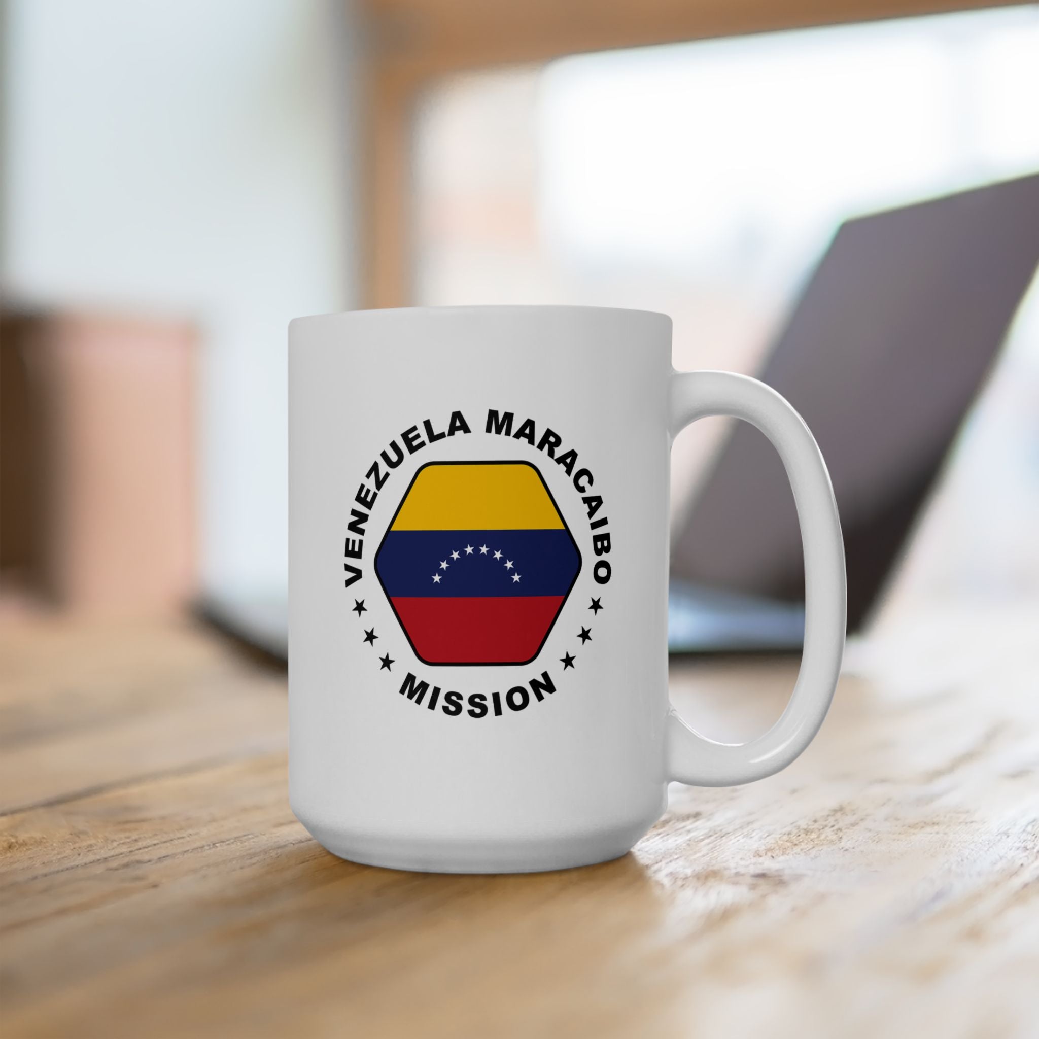 Venezuela Maracaibo Mission Circular Flag White Ceramic Mug - Latter-Day Saint LDS Missionary Gift - Book of Mormon