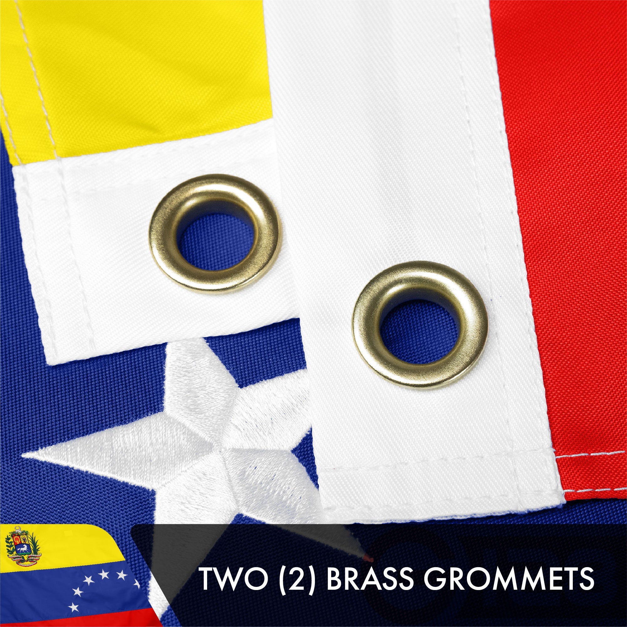 G128 Venezuela 7 Stars Venezuelan Flag | 3x5 Ft | Double ToughWeave Series Double Sided Embroidered 210D Poly | Country Flag, Embroidered Design, Indoor/Outdoor, Brass Grommets, Heavy Duty, 2-ply