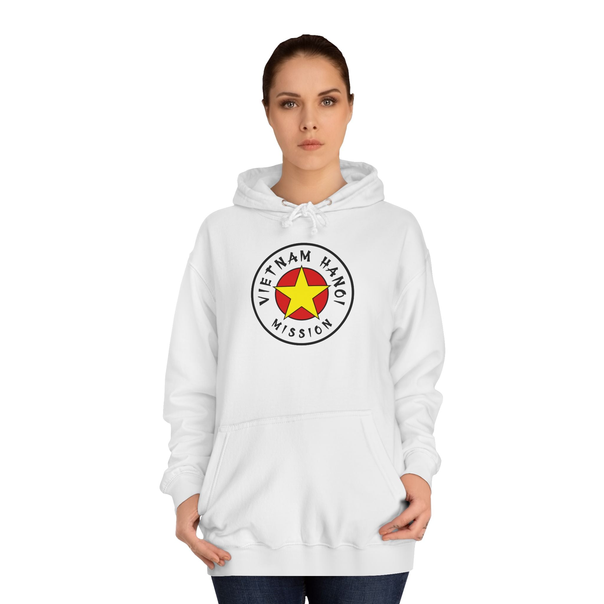 Vietnam Hanoi Mission Flag Logo (White Border) College Hoodie - Latter-Day Saint LDS Missionary Gift - Book of Mormon