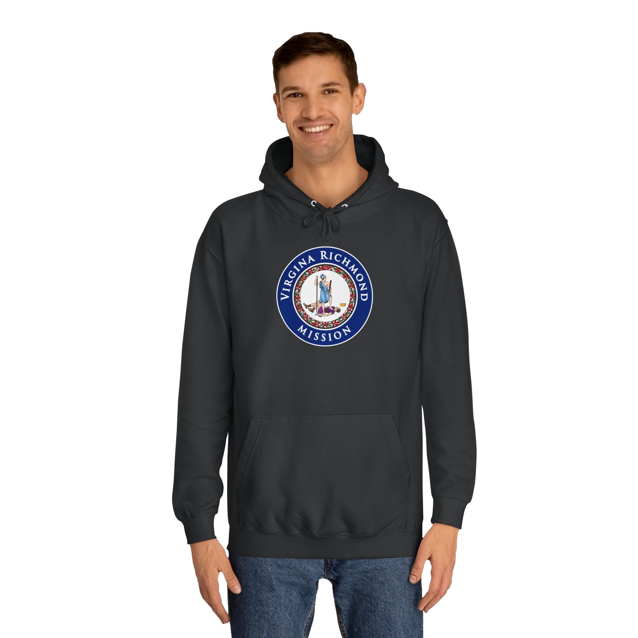 Virginia Richmond Mission State Flag Logo (Black Border) College Hoodie