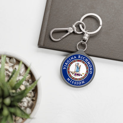 Virginia Richmond Mission State Flag Logo Key Tag - Latter-Day Saint LDS Missionary Gift - Book of Mormon