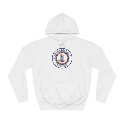 Virginia Richmond Mission State Flag Logo (White Border) College Hoodie