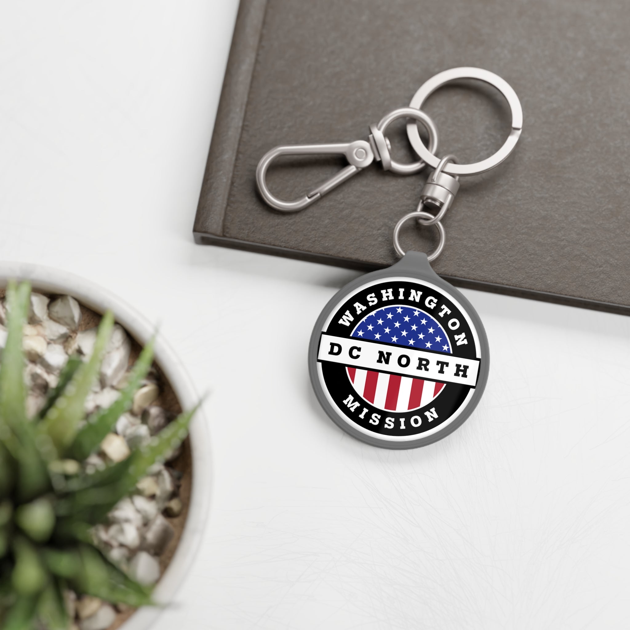 Washington DC North Mission Circle Flag Key Tag - Latter-Day Saint LDS Missionary Gift - Book of Mormon