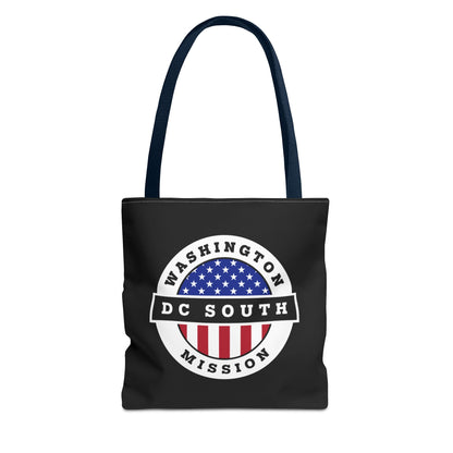 Washington DC South Mission USA Flag Logo Tote Bag Black - Latter-Day Saint LDS Missionary Gift - Book of Mormon