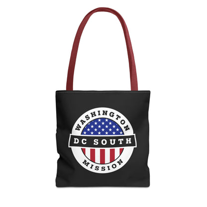 Washington DC South Mission USA Flag Logo Tote Bag Black - Latter-Day Saint LDS Missionary Gift - Book of Mormon