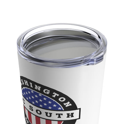 Washington DC South Mission USA Flag Logo Tumbler 20oz White - Latter-Day Saint LDS Missionary Gift - Book of Mormon