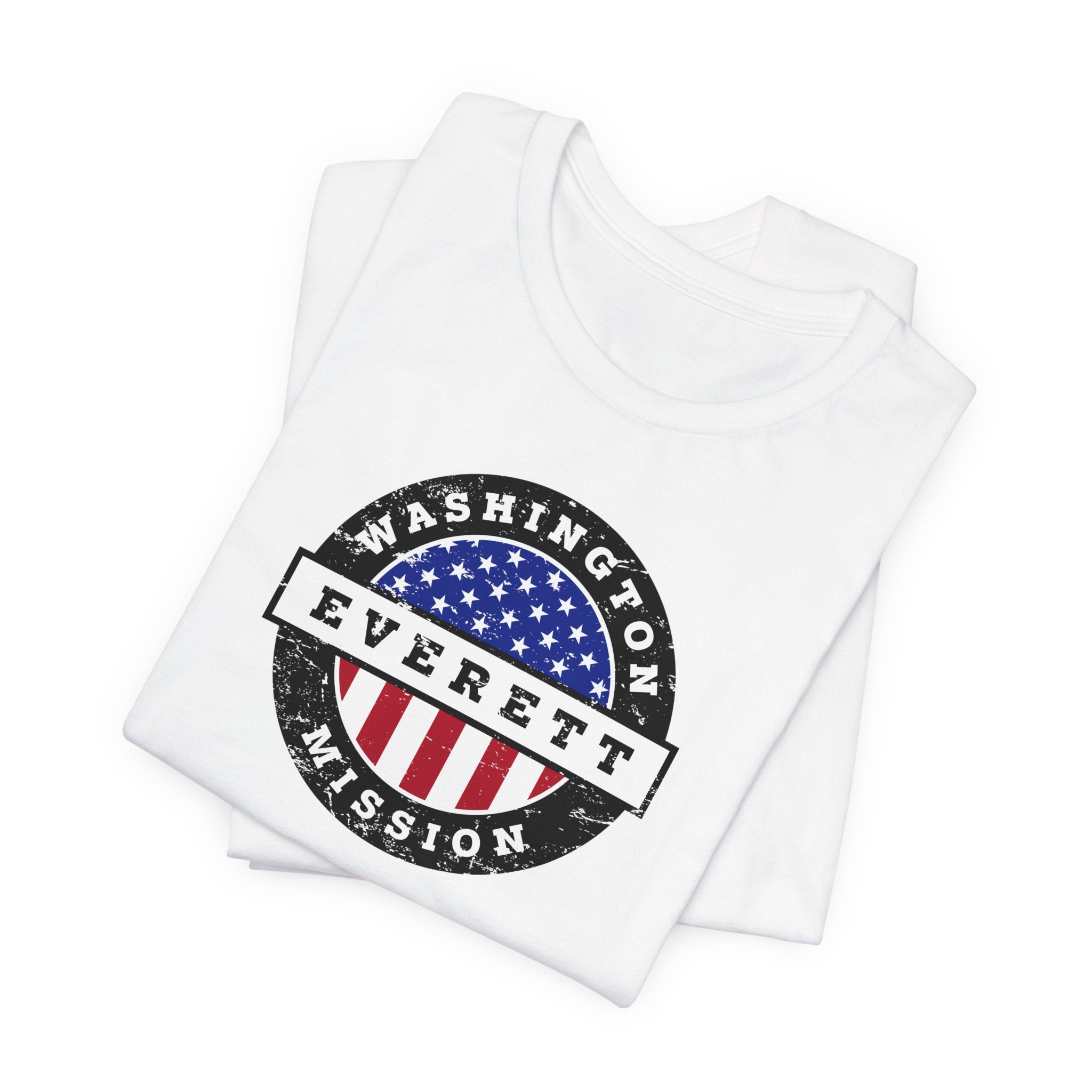 Washington Everett Mission Vintage Circular USA Flag T-Shirt - Latter-Day Saint LDS Missionary Gift - Book of Mormon