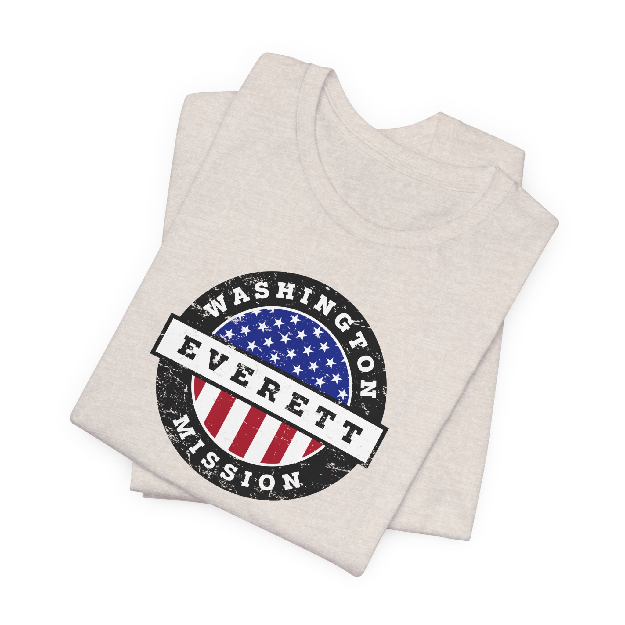 Washington Everett Mission Vintage Circular USA Flag T-Shirt - Latter-Day Saint LDS Missionary Gift - Book of Mormon