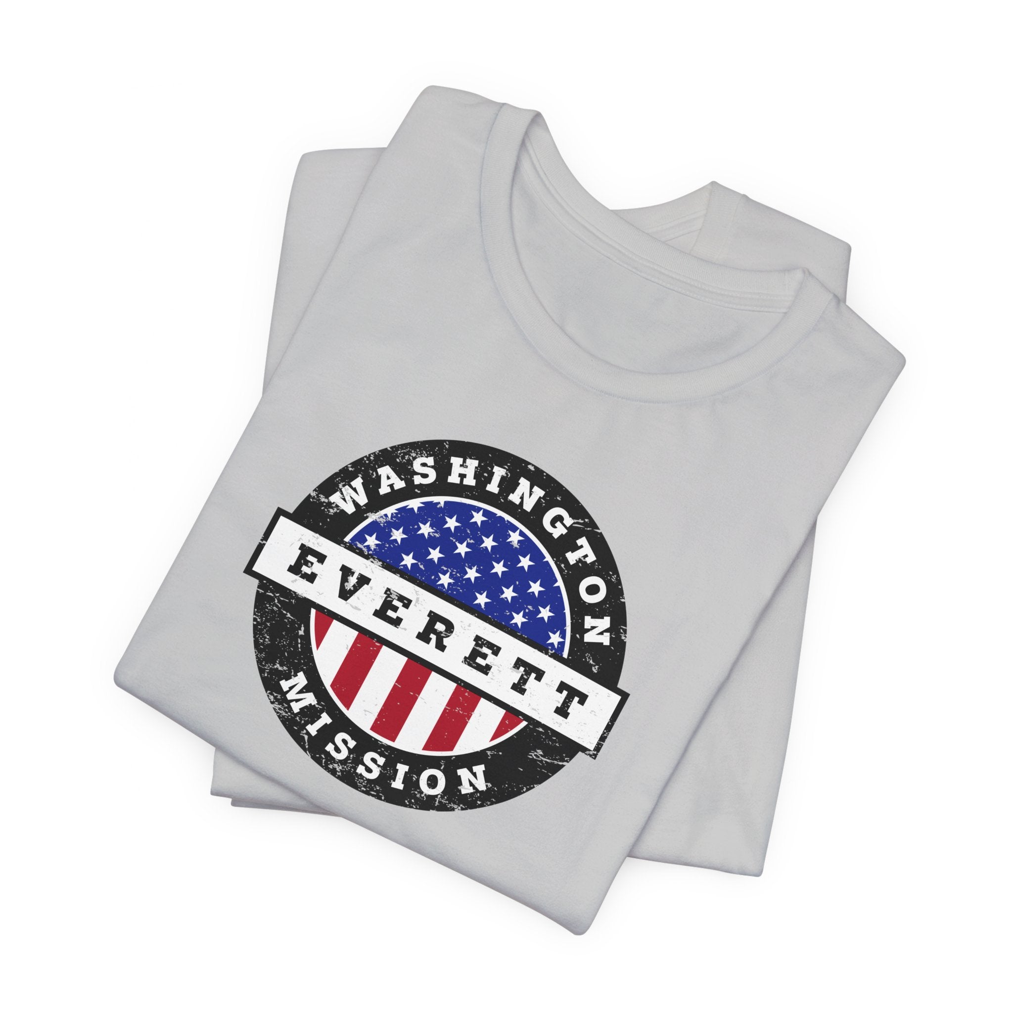 Washington Everett Mission Vintage Circular USA Flag T-Shirt - Latter-Day Saint LDS Missionary Gift - Book of Mormon