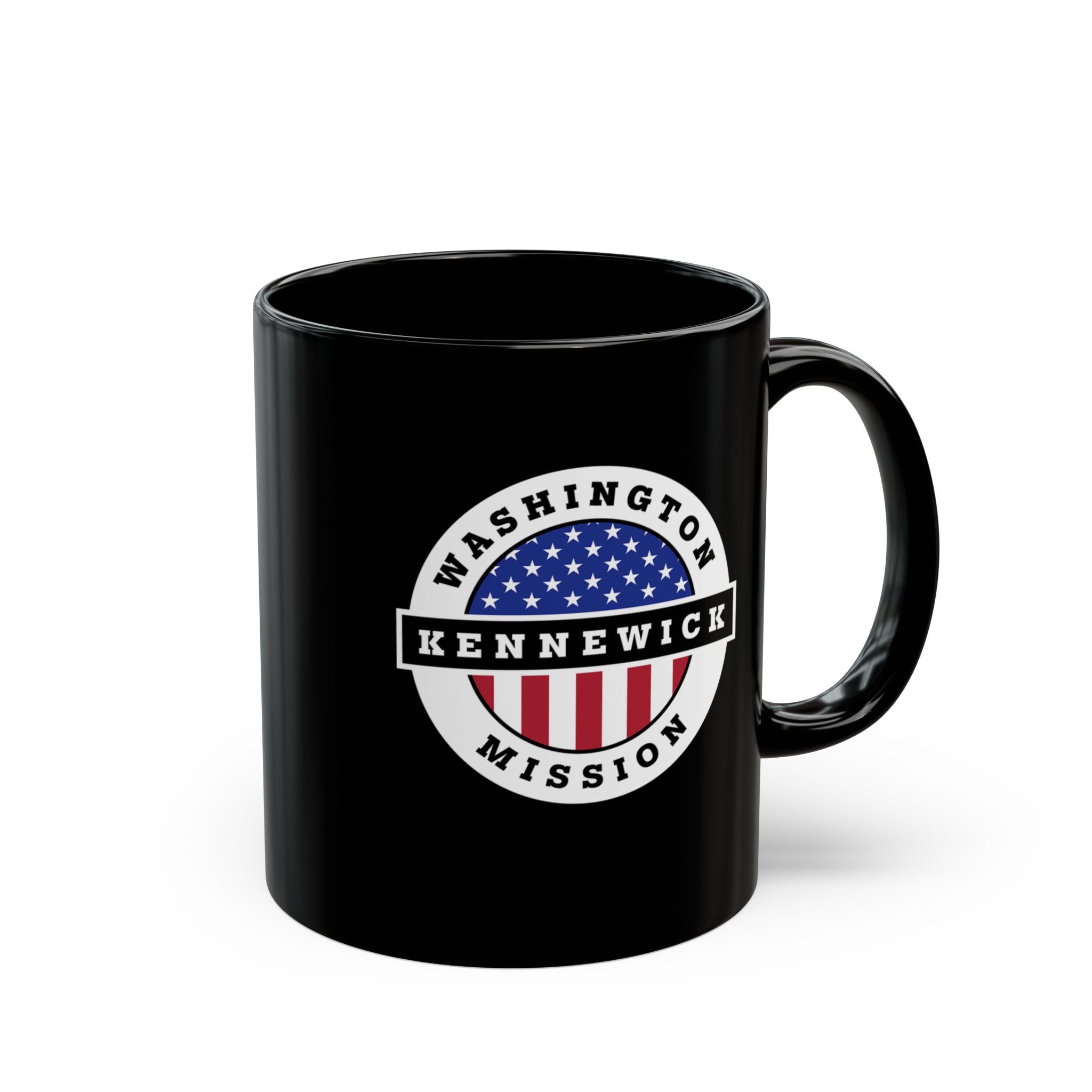 Washington Kennewick Mission Circular Flag Black Ceramic Mug - Latter-Day Saint LDS Missionary Gift - Book of Mormon