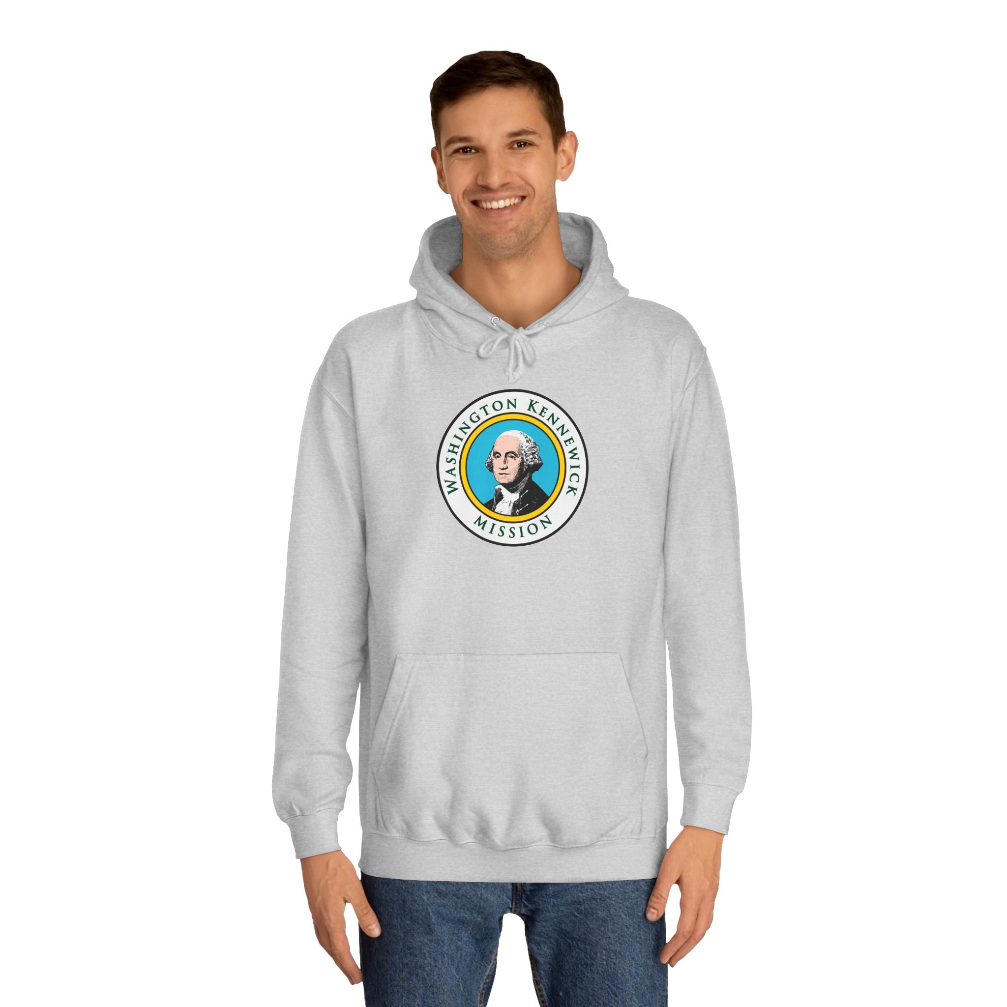 Washington Kennewick Mission State Flag Logo (White Border) College Hoodie