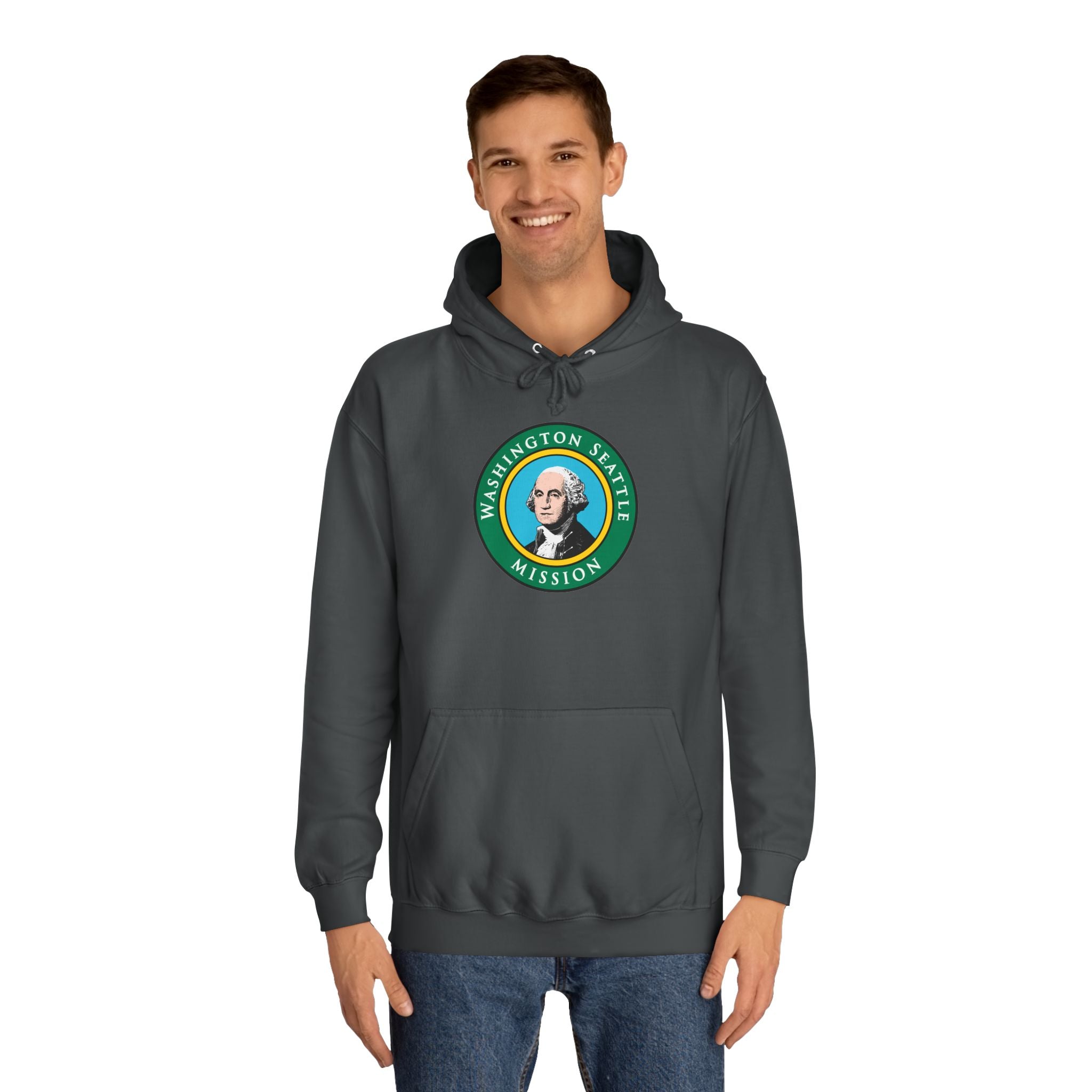 Washington Seattle Mission State Flag Logo (Black Border) College Hoodie