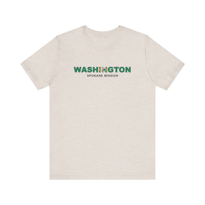 Washington Spokane Mission Flag Title T-shirt - Latter-Day Saint LDS Missionary Gift - Book of Mormon