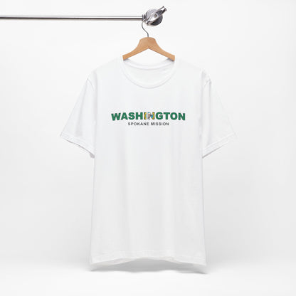 Washington Spokane Mission Flag Title T-shirt - Latter-Day Saint LDS Missionary Gift - Book of Mormon